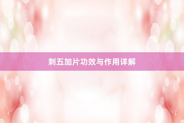 刺五加片功效与作用详解